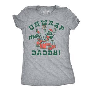 Womens Funny T Shirts Unwrap Me Daddy Sarcastic Christmas Graphic Novelty Tee
